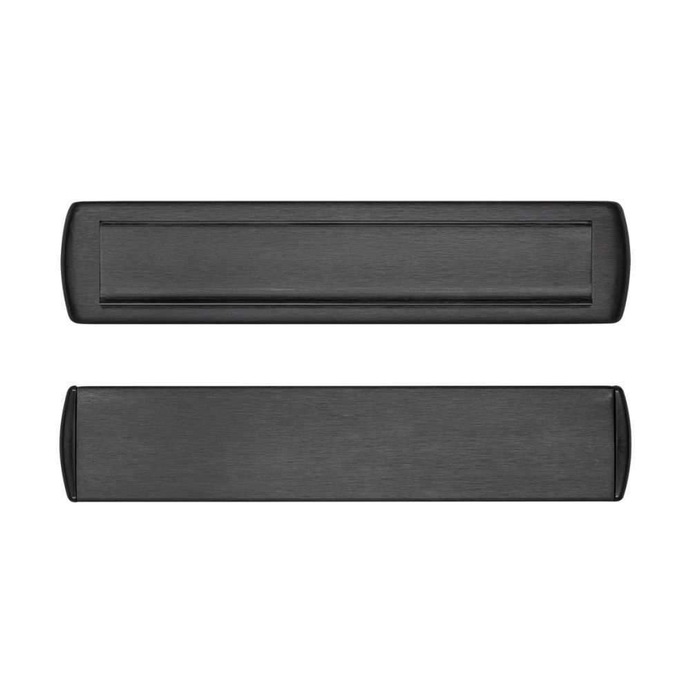 AXA briefplaat met tochtklep en schacht Curve Plus deurdikte tot 72mm. - aluminium/zwart geslepen
