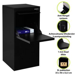 Pakketbrievenbus Logixbox Frontbox Uni Inbouw achteruitname incl. frame - zwart