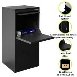Pakketbrievenbus Logixbox Frontbox Uni Inbouw achteruitname incl. frame - grijs