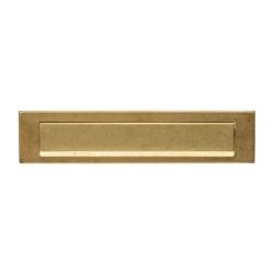 Intersteel Briefplaat 340x75 mm met klep/regenrand - PVD messing getrommeld