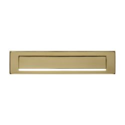 Intersteel Briefplaat 340x75 mm met klep/regenrand - PVD messing kleur
