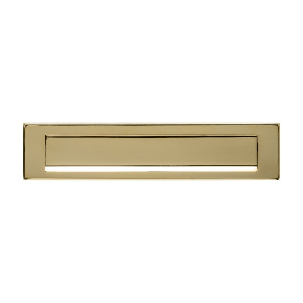 Intersteel Briefplaat 340x75 mm met klep/regenrand - PVD messing kleur