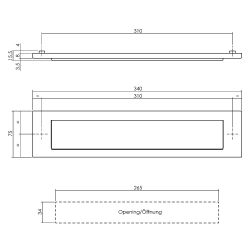 Intersteel Briefplaat 340x75mm met klep/regenrand - RVS