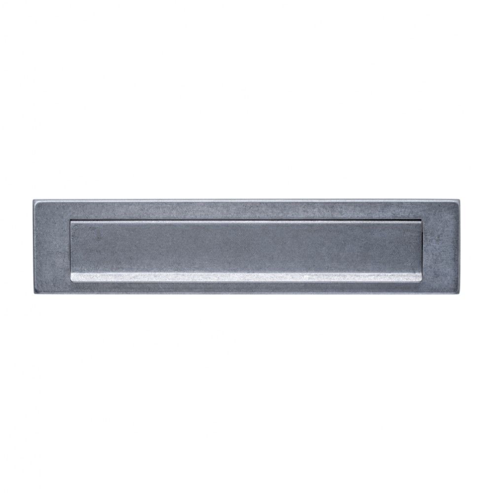 Intersteel Briefplaat 340x75mm met klep/regenrand - RVS getrommeld