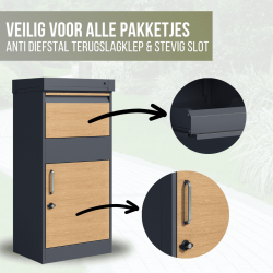 Basic staande pakketbrievenbus vrijstaand - antraciet/houtlook