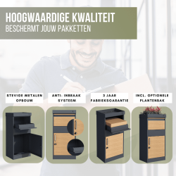 Basic staande pakketbrievenbus vrijstaand - antraciet/houtlook