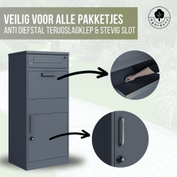 Basic staande pakketbrievenbus vrijstaand met apart postvak - antraciet