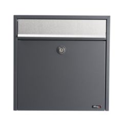 Allux 2500 brievenbus met paal 1003 staal - antraciet met RVS klep
