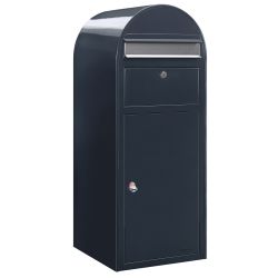 Bobi Cargo pakketbrievenbus en Round statief staal/RVS - donkergrijs/RVS klep