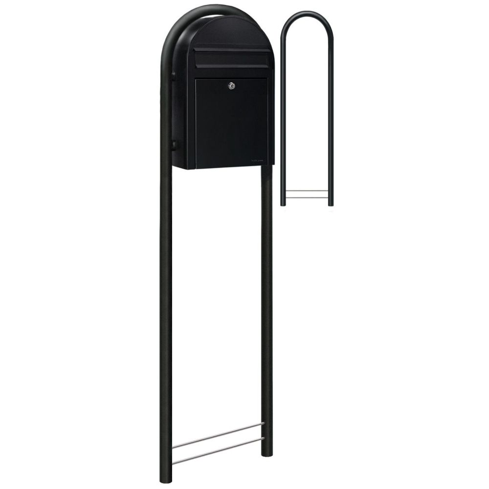 Bobi Classic brievenbus en Round statief staal - zwart
