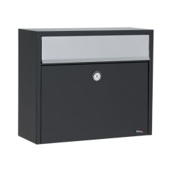 Brievenbus Allux LT150 zwart met grijze klep